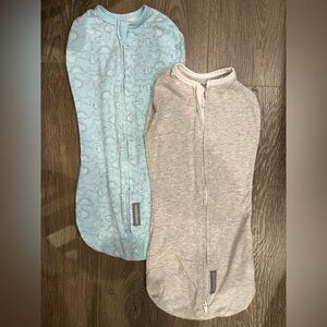 SwaddleMe Cozy Gray and Dinosaur Blue Swaddles